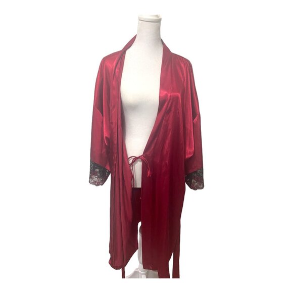 Lilac & London Scarlet Red Satin Robe X-Large - Picture 3 of 8